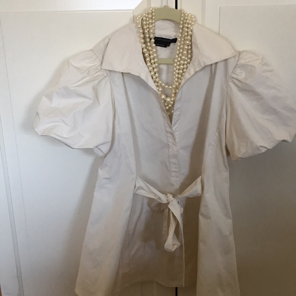 BCBG off white formal blouse with puffy sleeves